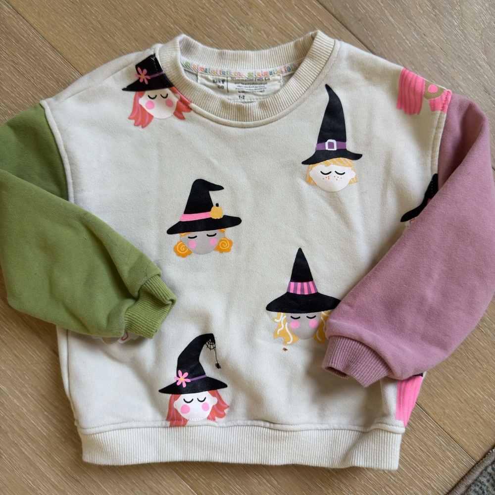 Minimalist Folk Co Witch Faces Kids Sweatshirt